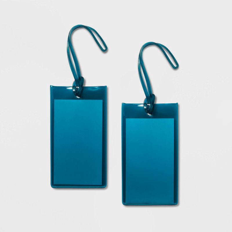 slide 3 of 3, 2pk Jelly Luggage Tag Teal - Open Story™, 2 ct