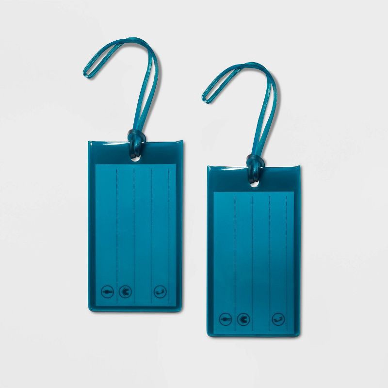 slide 1 of 3, 2pk Jelly Luggage Tag Teal - Open Story™, 2 ct