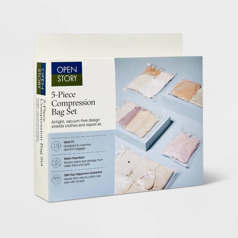 slide 1 of 3, 5pc Compression Bag Set - Open Story™, 5 ct