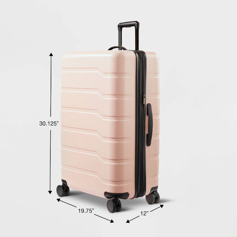 slide 6 of 6, Hardside Large Checked Suitcase Pink - Open Story™, 1 ct