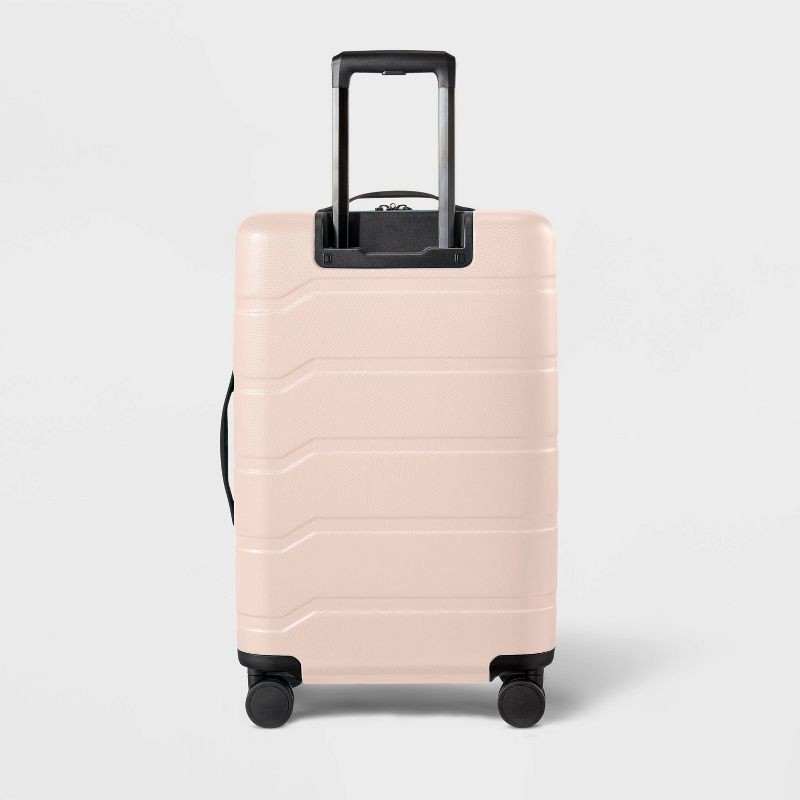 slide 3 of 6, Hardside Medium Checked Suitcase Pink - Open Story™, 1 ct