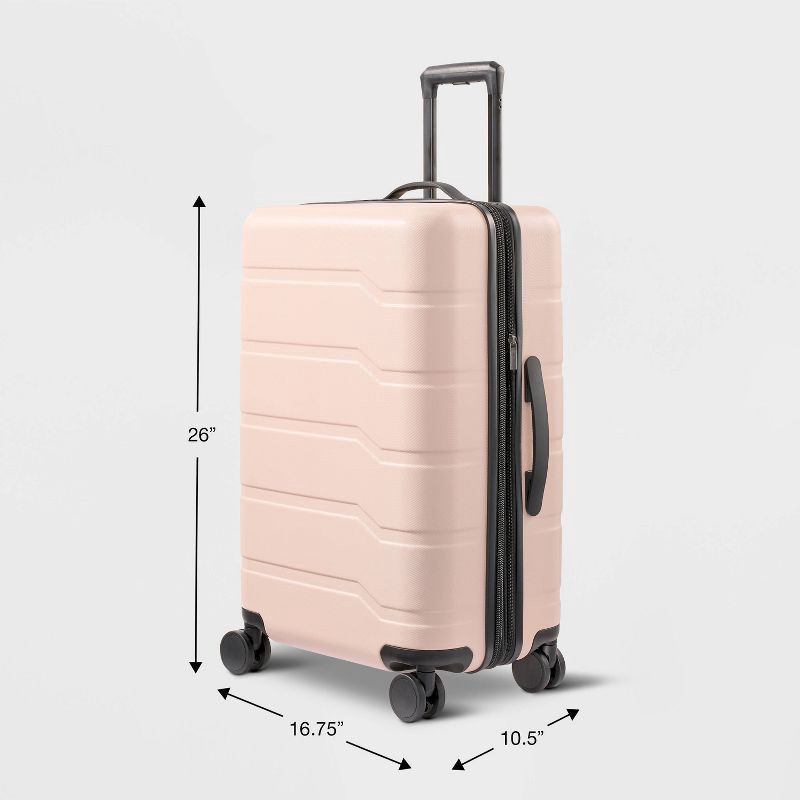 slide 6 of 6, Hardside Medium Checked Suitcase Pink - Open Story™, 1 ct