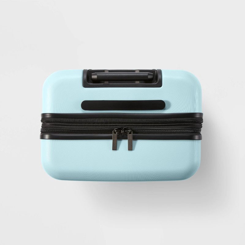 slide 4 of 6, Hardside Medium Checked Suitcase Muddy Aqua - Open Story™, 1 ct