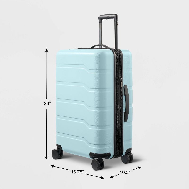 slide 6 of 6, Hardside Medium Checked Suitcase Muddy Aqua - Open Story™, 1 ct