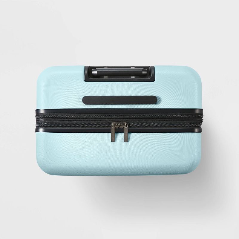 slide 4 of 6, Hardside Large Checked Suitcase Muddy Aqua - Open Story™, 1 ct