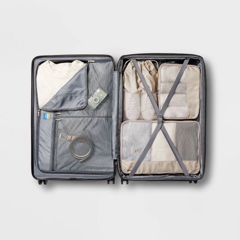 slide 5 of 6, Hardside Large Checked Suitcase Muddy Aqua - Open Story™, 1 ct