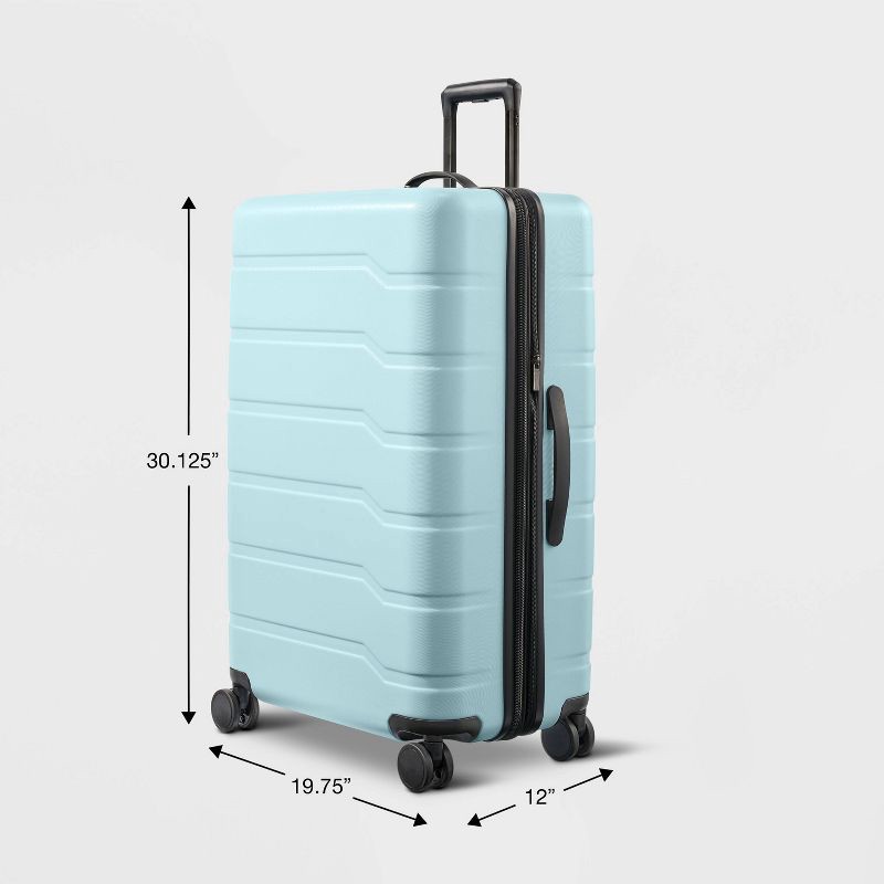 slide 6 of 6, Hardside Large Checked Suitcase Muddy Aqua - Open Story™, 1 ct