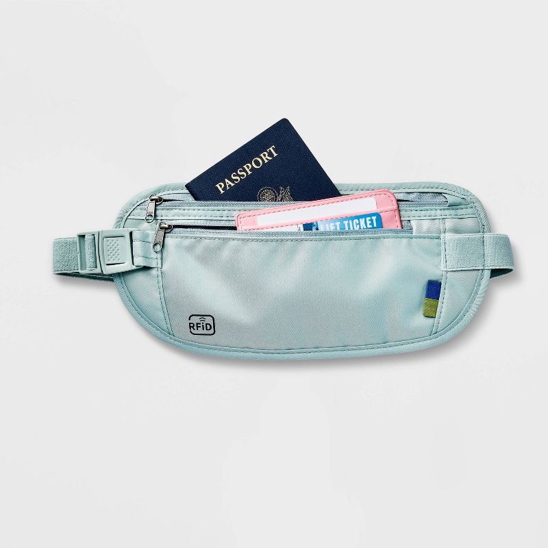 slide 3 of 4, RFID Blocking Waist Pouch Puritan Gray - Open Story™: Water-Resistant Belt Bag, 1 ct