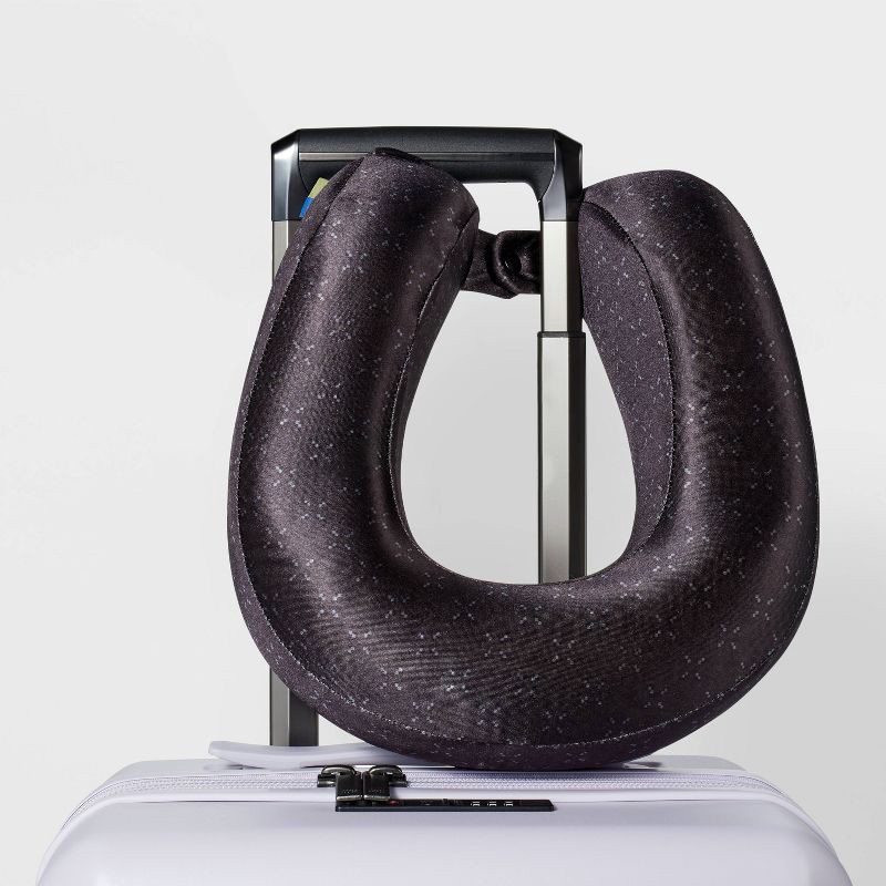slide 2 of 4, Memory Foam Travel Neck Pillow Black - Open Story™, 1 ct