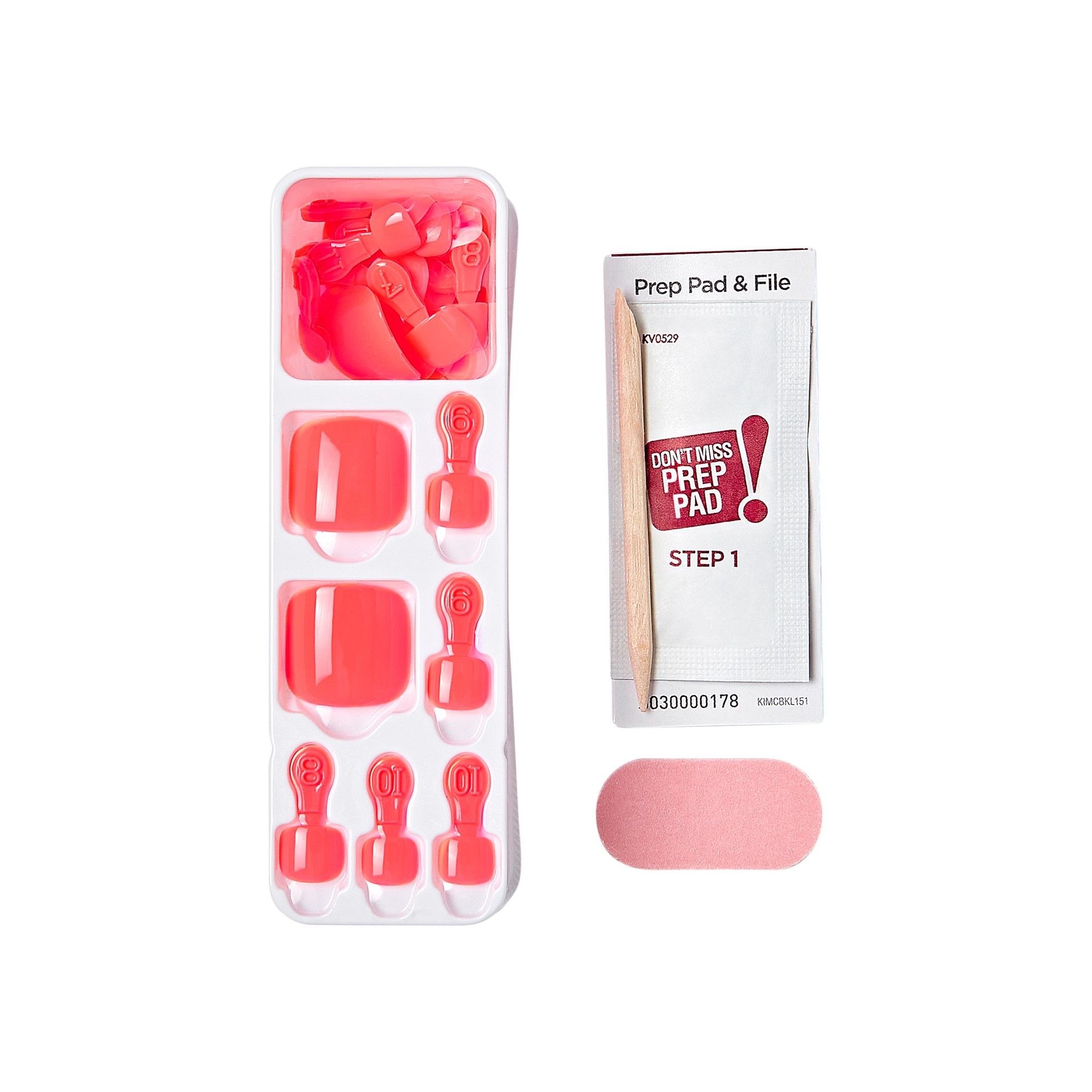 slide 3 of 5, imPRESS KISS imPRESS Color Square Press-On Toenails, Neon Orange, 24 Pieces, 28 pc