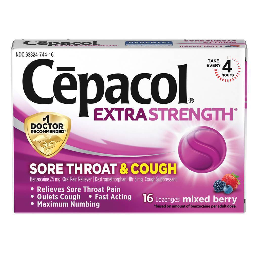 slide 1 of 1, Cepacol Maximum Strength Throat And Cough Drop Lozenges Mixed Berry, 