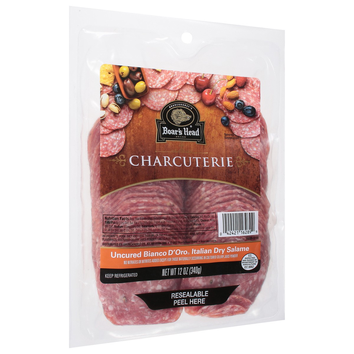 slide 6 of 9, Boar's Head Uncured Bianco D'Oro Italian Dry Salame, 12 oz