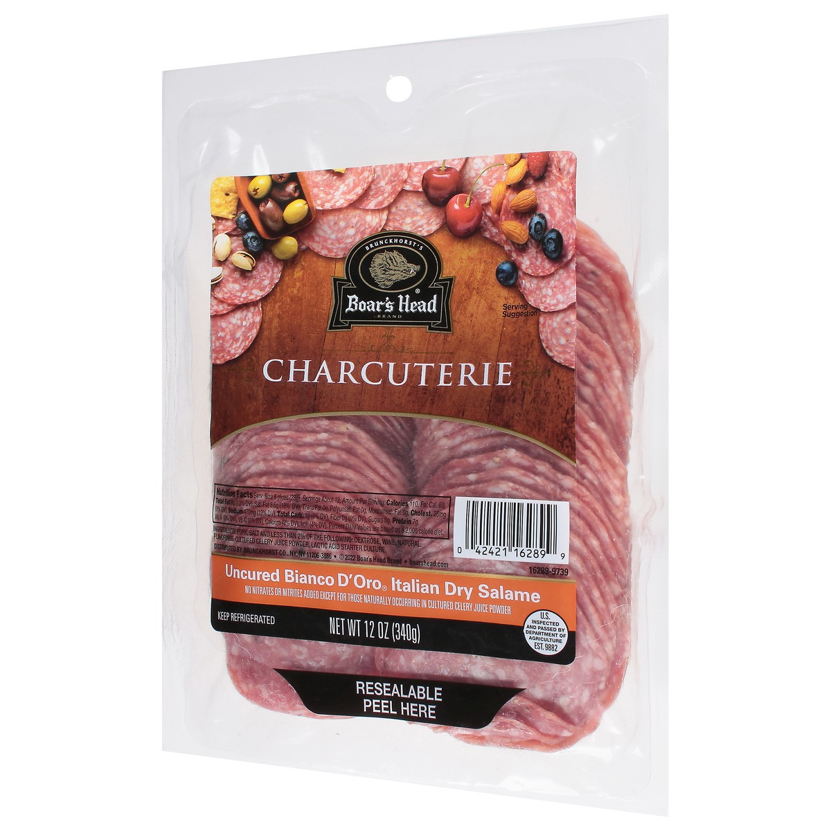 slide 3 of 9, Boar's Head Uncured Bianco D'Oro Italian Dry Salame, 12 oz