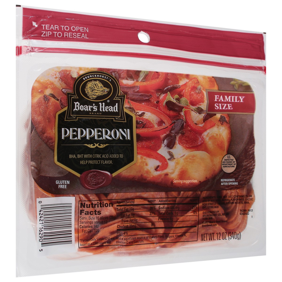 slide 7 of 9, Boar's Head Pepperoni, Family Size, 12 oz