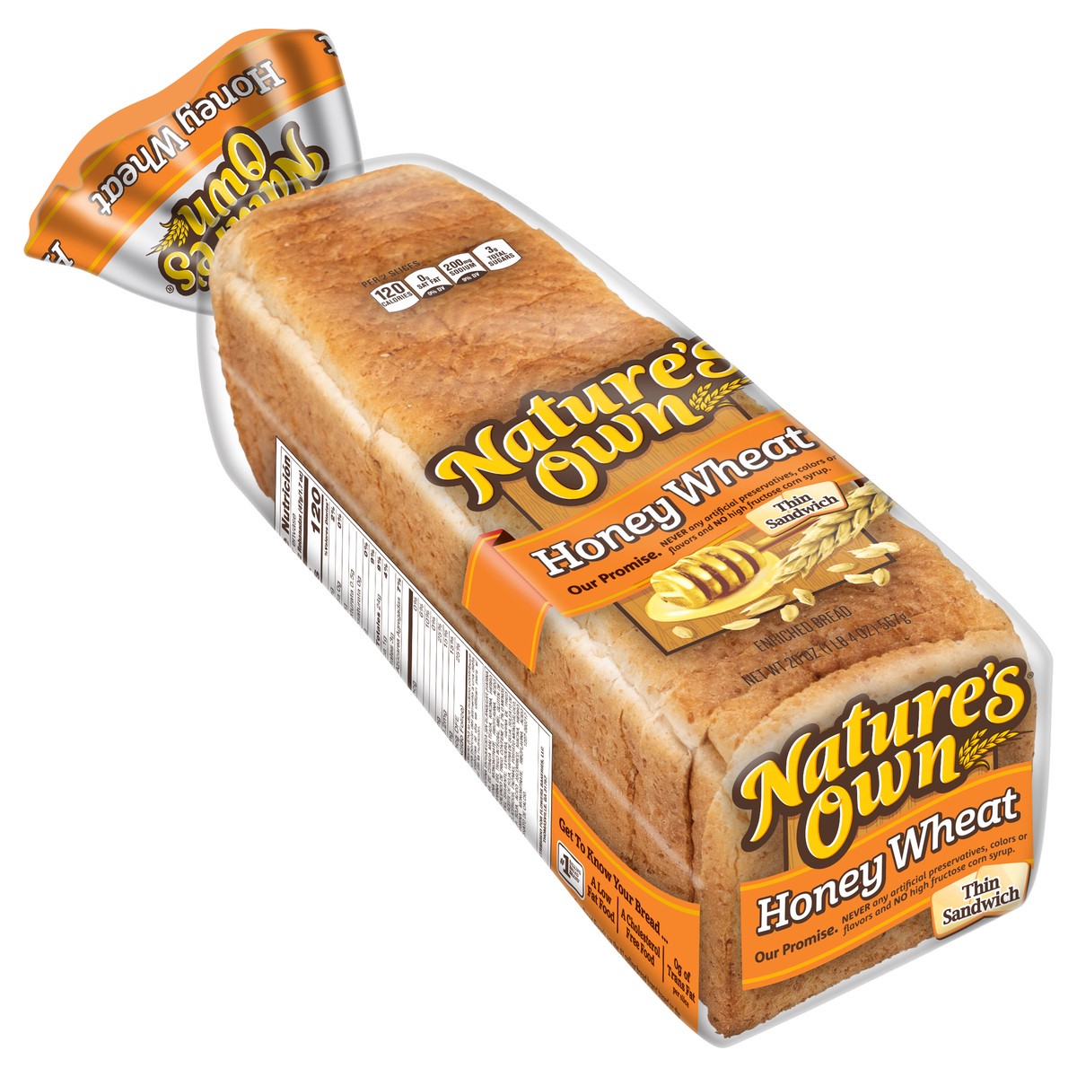 slide 7 of 13, Nature's Own Enriched Thin Sandwich Honey Wheat Bread 20 oz, 20 oz