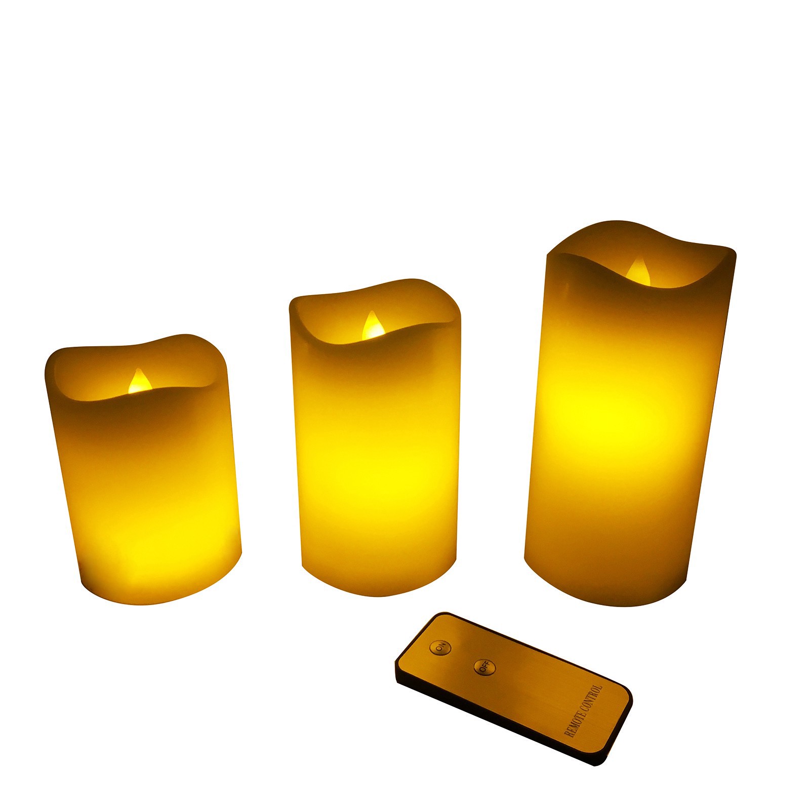slide 4 of 4, Led Flame Pillar Candle Set By Ashland, includes 3 candles