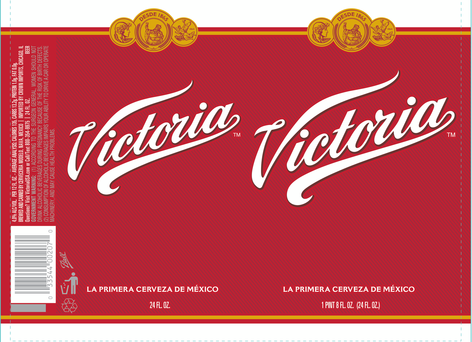 slide 7 of 9, Victoria Mexican Lager Beer, 24 fl oz Can, 4.0% ABV, 24 fl oz