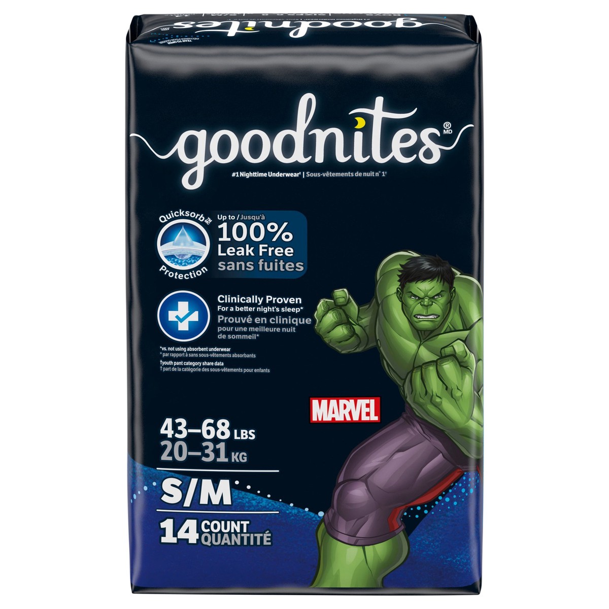 slide 1 of 5, Goodnites Boys' Nighttime Bedwetting Underwear, Size S/M (43-68 lbs), 14 Ct, 14 ct