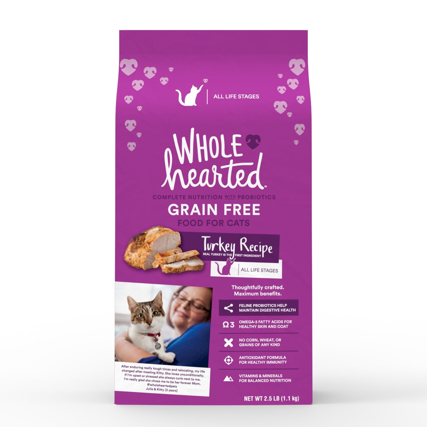 slide 1 of 1, WholeHearted Grain Free Turkey Formula Dry Cat Food, 2.5 lb