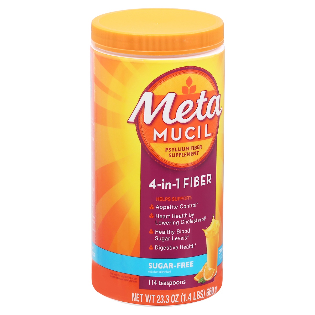 slide 2 of 10, Meta Mucil Powder Sugar Free 4-in-1 Orange Fiber 23.3 oz, 23.3 oz