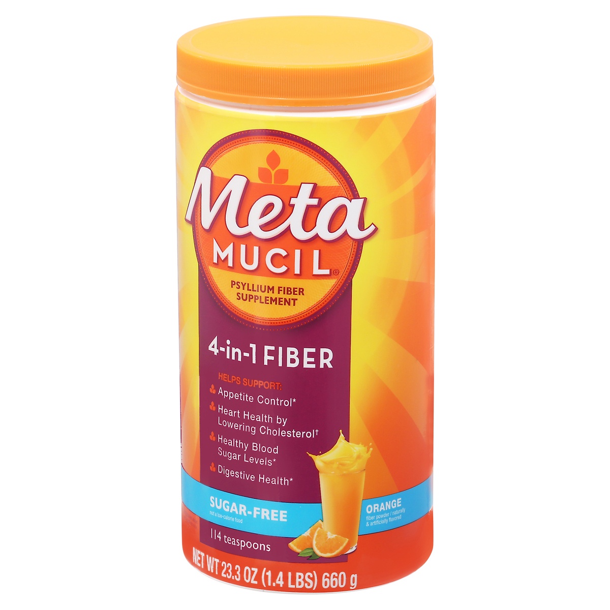 slide 3 of 10, Meta Mucil Powder Sugar Free 4-in-1 Orange Fiber 23.3 oz, 23.3 oz