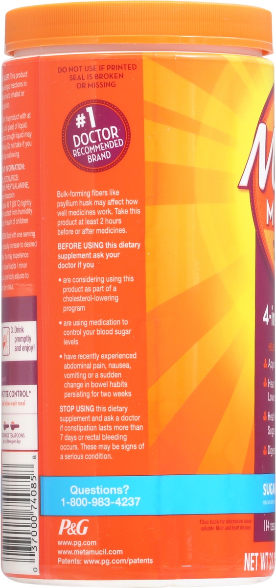 slide 6 of 10, Meta Mucil Powder Sugar Free 4-in-1 Orange Fiber 23.3 oz, 23.3 oz
