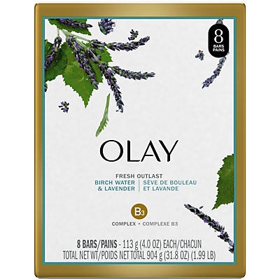 slide 1 of 1, Olay Fresh Outlast Birch Water & Lavender Bars, 8 ct