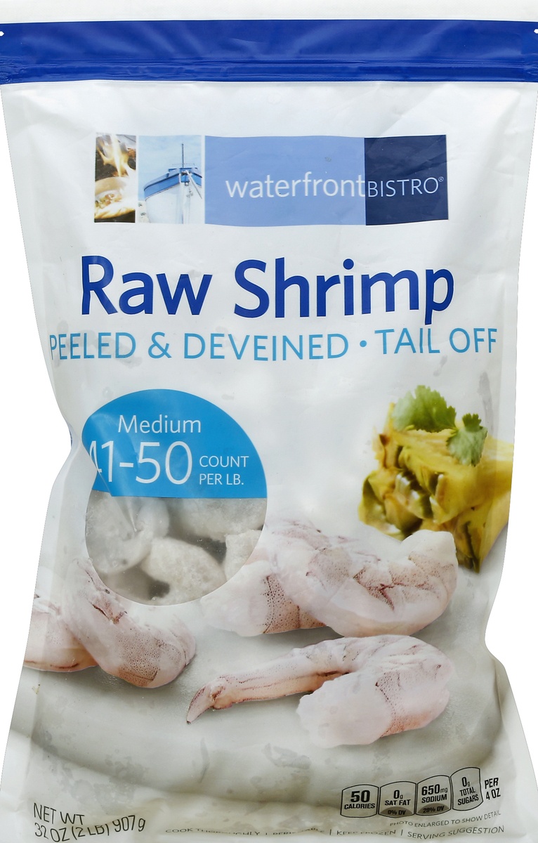 slide 3 of 5, Waterfront Bistro Shrimp Raw 41-50 Counts P&D Tail Off, 2 lb