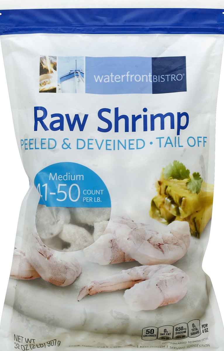 slide 3 of 5, Waterfront Bistro Shrimp Raw 41-50 Counts P&D Tail Off, 