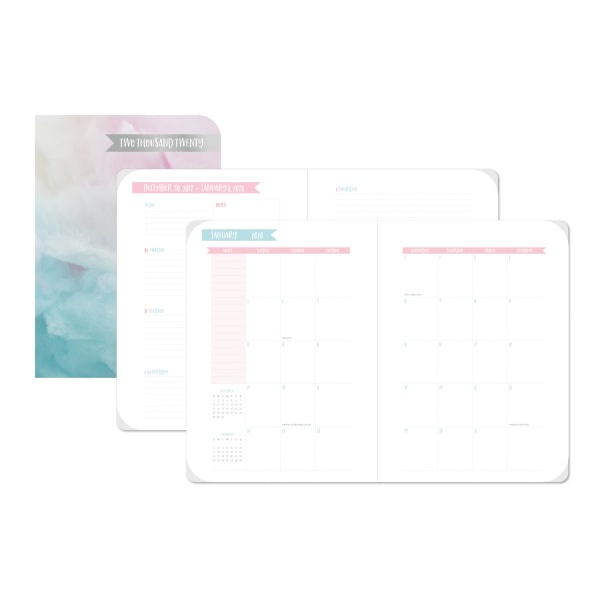 slide 1 of 4, Office Depot Brand Monthly Planner, 3-1/2'' X 6'', Cotton Candy, January To December 2020, 1 ct