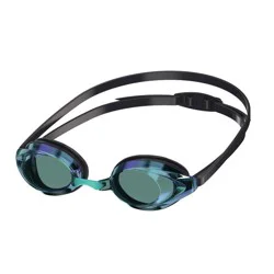 Speedo Adult Record Breaker Swim Goggles - Blue/Green: Ages 14+, Anti-Fog, Adjustable Strap