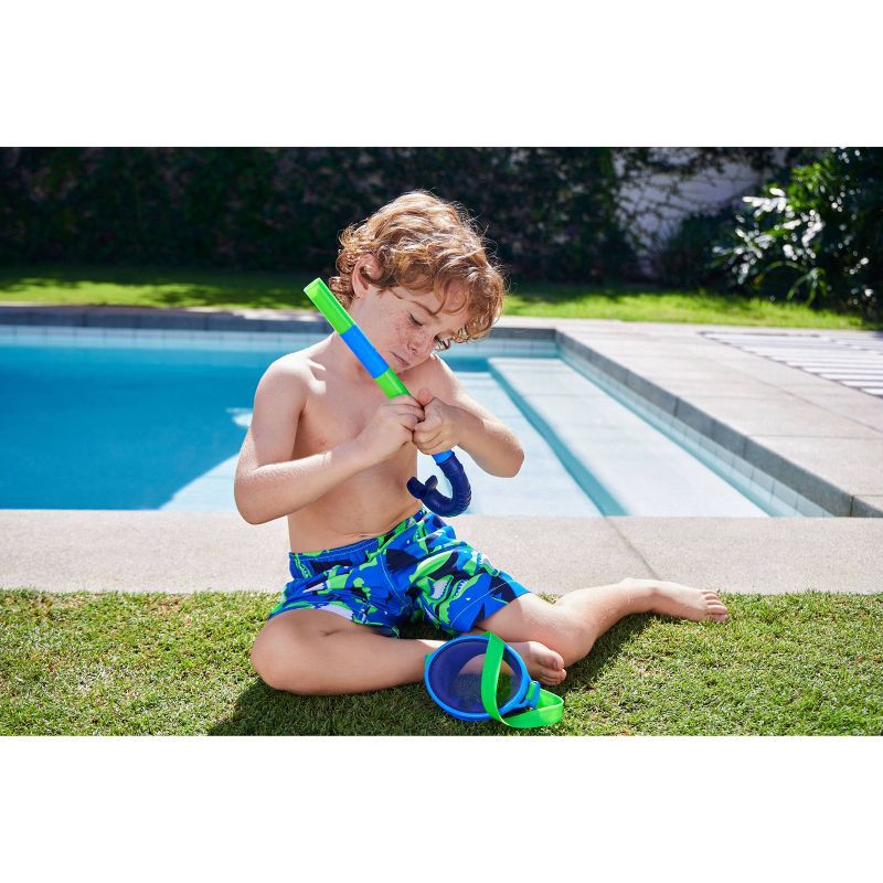 slide 7 of 11, Speedo Kids' Porto Snorkel Mask Set - Blue/Green: Ages 3-8, Includes Snorkel & Mask, 1 ct