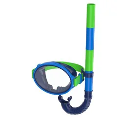 Speedo Kids' Porto Snorkel Mask Set - Blue/Green: Ages 3-8, Includes Snorkel & Mask