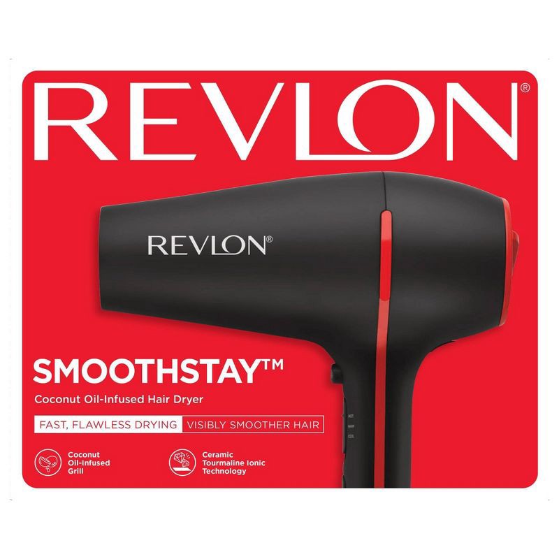 slide 5 of 6, Revlon Smoothstay Coconut Oil Infused Hair Dryer - 1875 Watt, 1 ct
