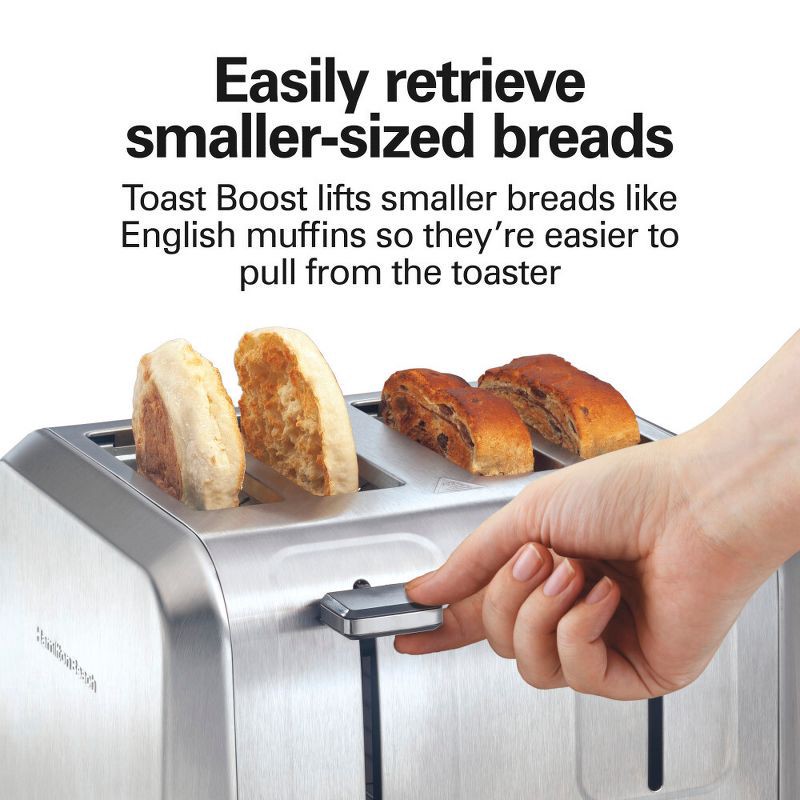 slide 7 of 11, Hamilton Beach 4 Slice Toaster Brushed Stainless Steel - 24714: Automatic Shut-Off, 1500W, Double Toaster, Silver, 1 ct
