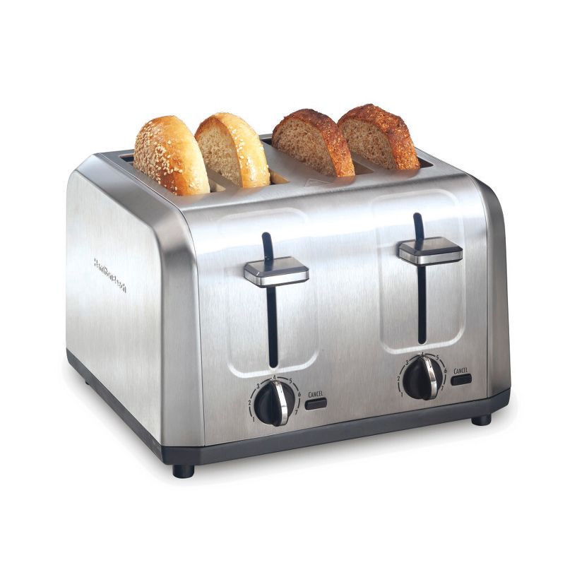 slide 1 of 11, Hamilton Beach 4 Slice Toaster Brushed Stainless Steel - 24714: Automatic Shut-Off, 1500W, Double Toaster, Silver, 1 ct
