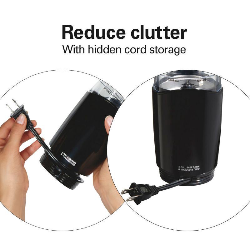 slide 7 of 10, Hamilton Beach Coffee Grinder Black - 80410: Electric Blade Grinder for Coffee Beans, Medium Grind, 12 Cup Capacity, 1 ct
