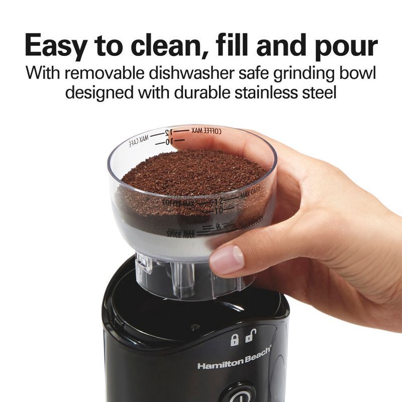 slide 10 of 10, Hamilton Beach Coffee Grinder Black - 80410: Electric Blade Grinder for Coffee Beans, Medium Grind, 12 Cup Capacity, 1 ct