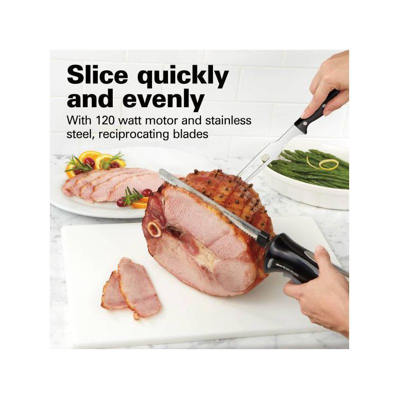 slide 4 of 8, Hamilton Beach Electric Knife Carving Set Black - 74277: Turkey Carving Knife with Carving Fork, Dishwasher-Safe Parts, 1 ct