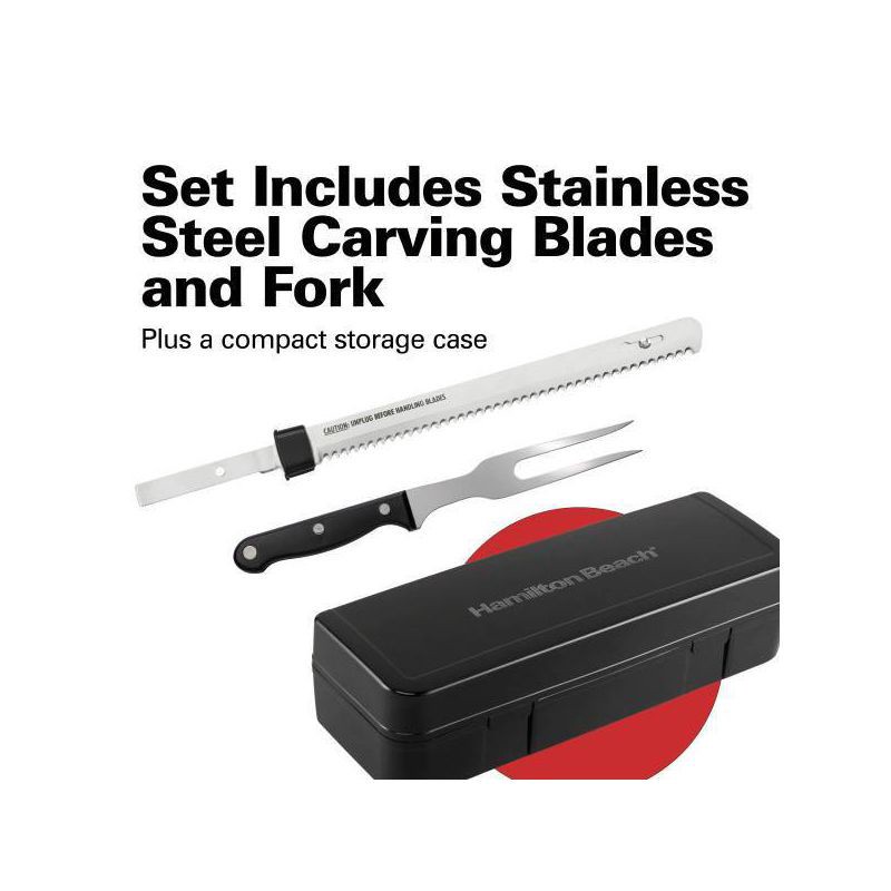 slide 6 of 8, Hamilton Beach Electric Knife Carving Set Black - 74277: Turkey Carving Knife with Carving Fork, Dishwasher-Safe Parts, 1 ct