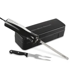 Hamilton Beach Electric Knife Carving Set Black - 74277: Turkey Carving Knife with Carving Fork, Dishwasher-Safe Parts