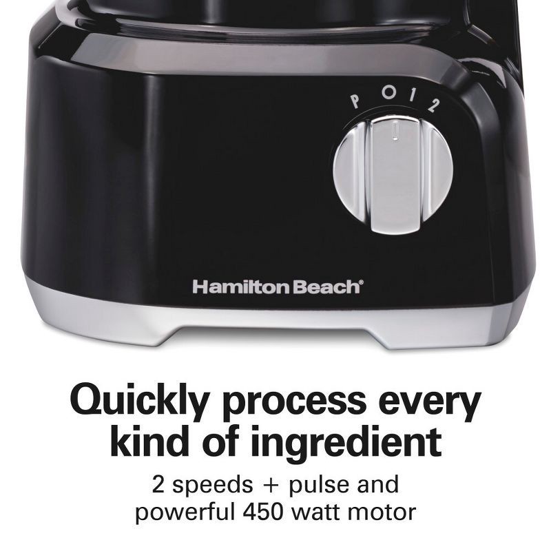 slide 5 of 11, Hamilton Beach Bowl Scraper Food Processor Black - 70743: 450W, 2 Speeds, Dishwasher-Safe, 64oz Capacity, Chops, Full-Size, 64 oz