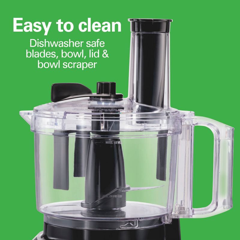 slide 6 of 11, Hamilton Beach Bowl Scraper Food Processor Black - 70743: 450W, 2 Speeds, Dishwasher-Safe, 64oz Capacity, Chops, Full-Size, 64 oz