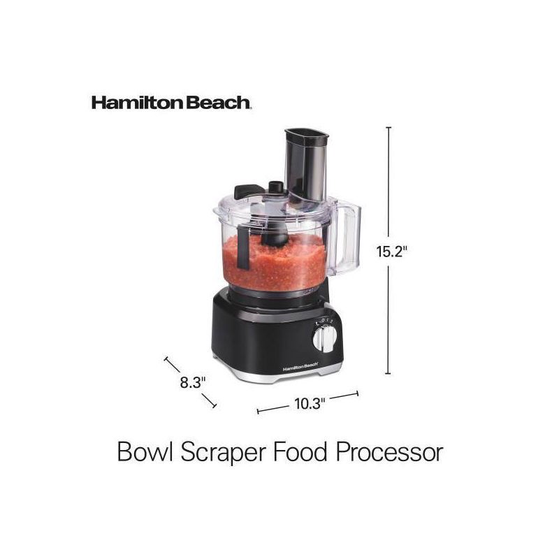 Hamilton Beach Bowl Scraper 8 Cup Food Processor | Model#70743, Black