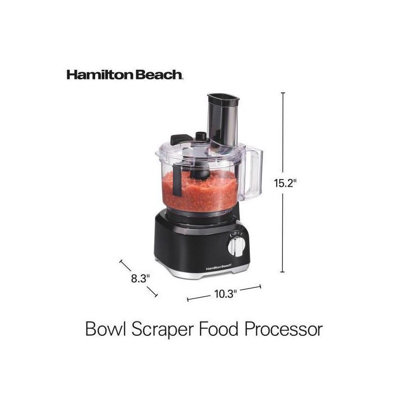 slide 9 of 11, Hamilton Beach Bowl Scraper Food Processor Black - 70743: 450W, 2 Speeds, Dishwasher-Safe, 64oz Capacity, Chops, Full-Size, 64 oz