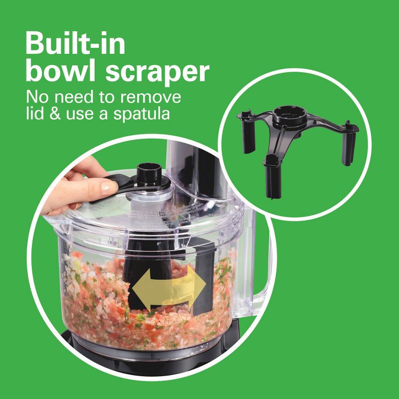 slide 11 of 11, Hamilton Beach Bowl Scraper Food Processor Black - 70743: 450W, 2 Speeds, Dishwasher-Safe, 64oz Capacity, Chops, Full-Size, 64 oz