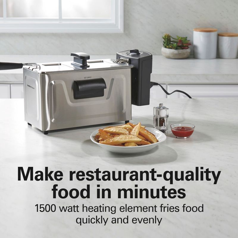 slide 8 of 9, Hamilton Beach 3qt Electric Deep Fryer Black - 35220, 3 qt