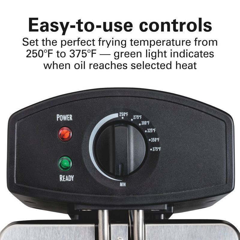 slide 4 of 9, Hamilton Beach 3qt Electric Deep Fryer Black - 35220, 3 qt