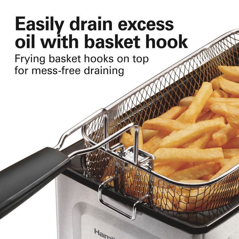 slide 6 of 9, Hamilton Beach 3qt Electric Deep Fryer Black - 35220, 3 qt