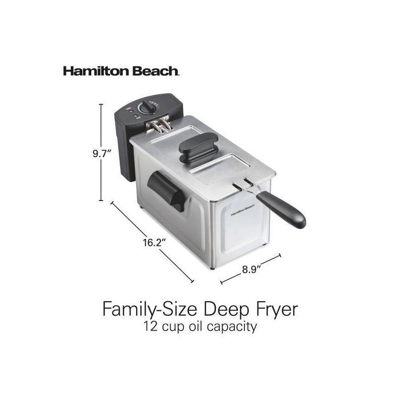 slide 9 of 9, Hamilton Beach 3qt Electric Deep Fryer Black - 35220, 3 qt